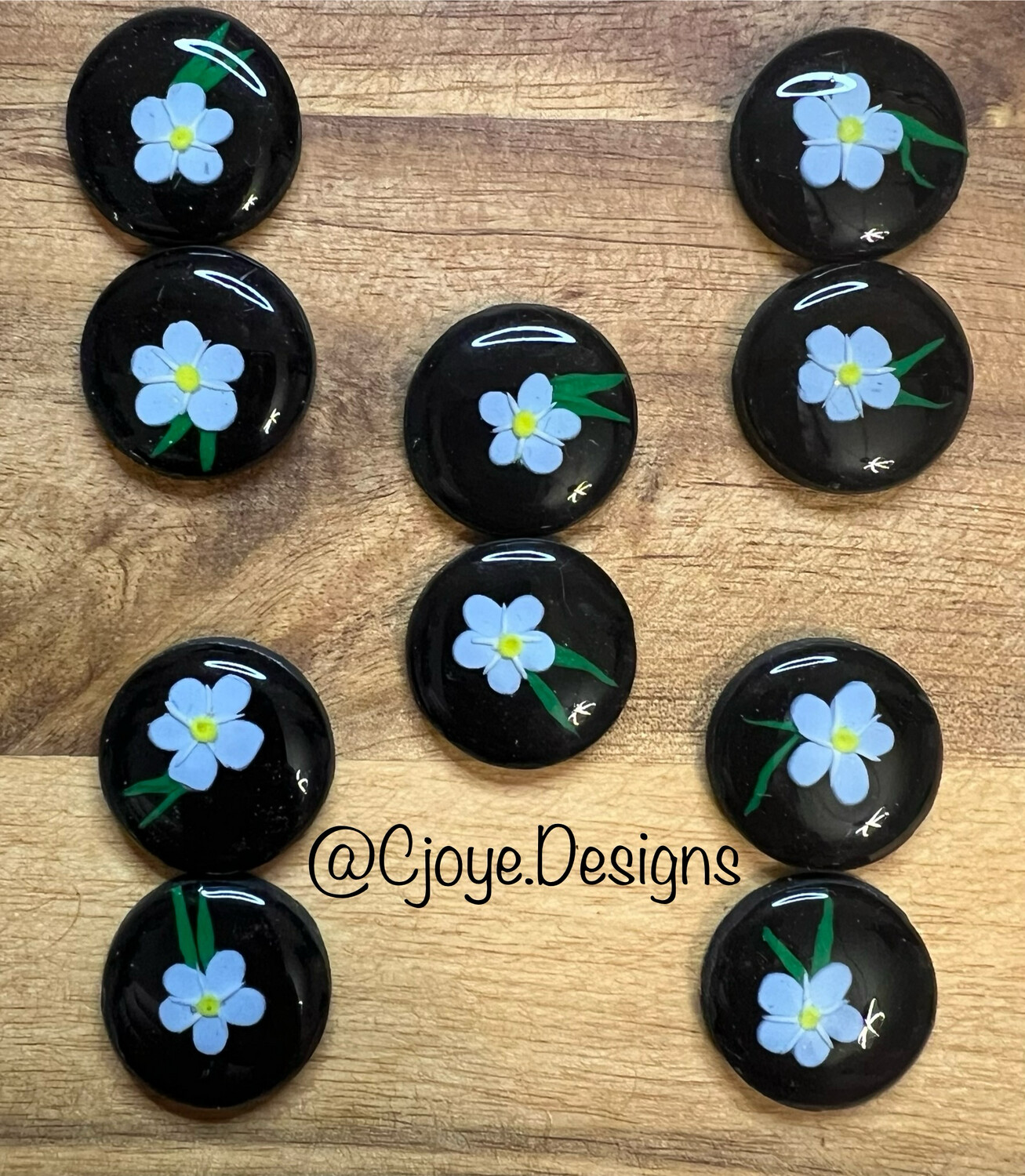Pair Of Single Forget Me Not Cabachons