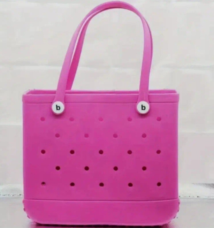 Medium Solid rose red color portable tote bag