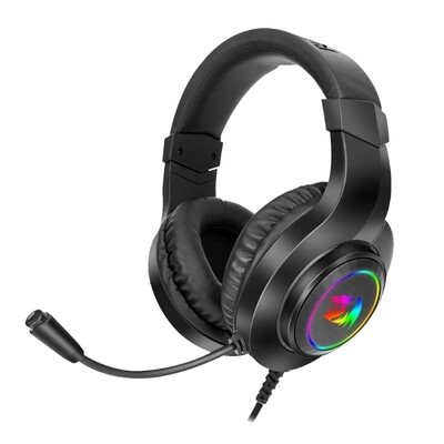 REDRAGON Over-Ear HYLAS Aux (Mic &amp; Headset)|USB (Power Only) RGB Gaming Headset – Black