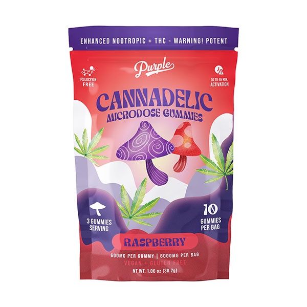 Purple Cannadelic Mushroom &amp; D9 - 10ct, Flavor: Raspberry