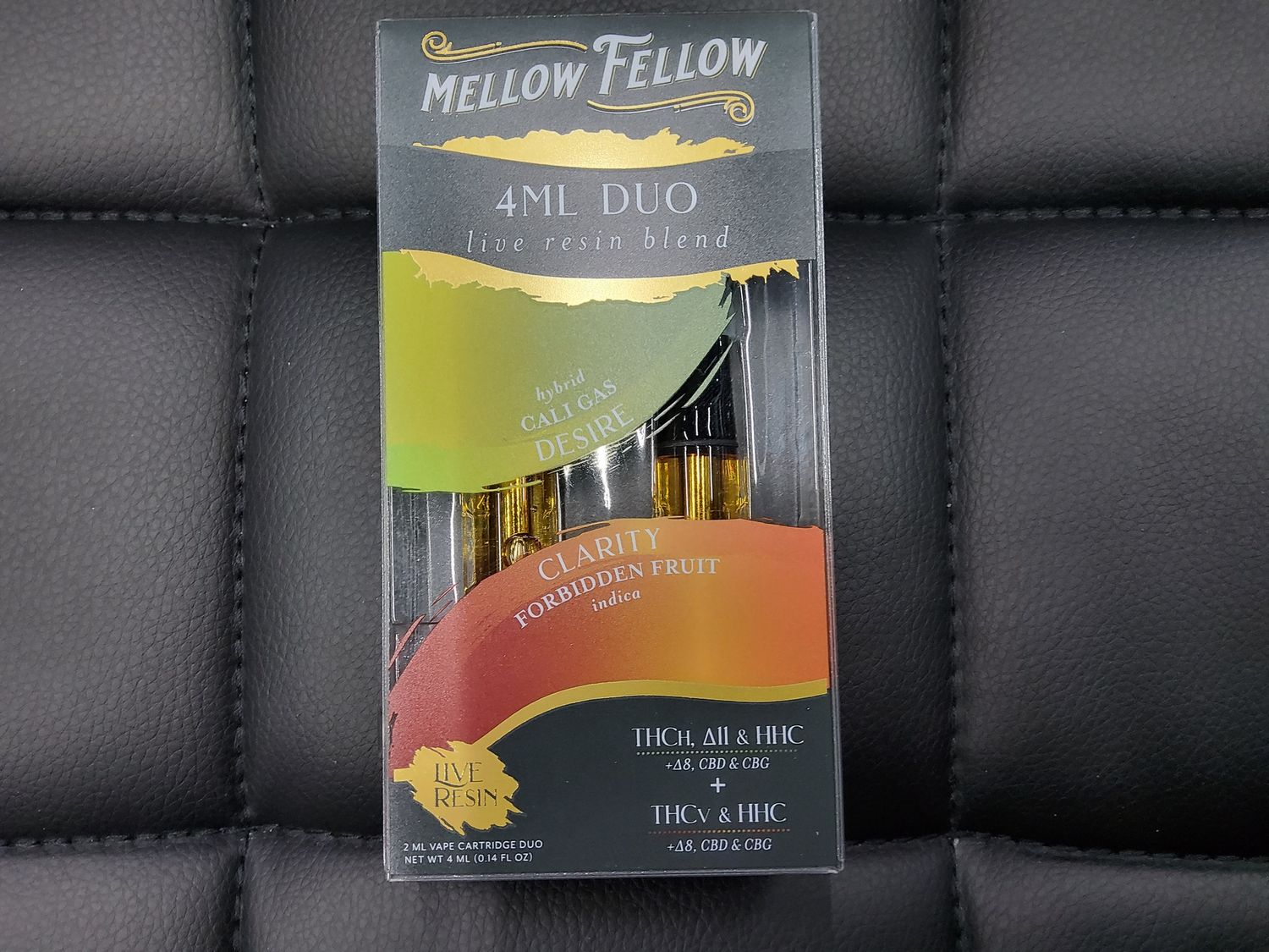 Mellow fellow Duo 2g carts, Strain: Clarity/Desire-Hybrid/indica