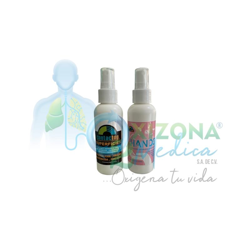 Kit de protección personal.
Desinfectante para manos y superficies.