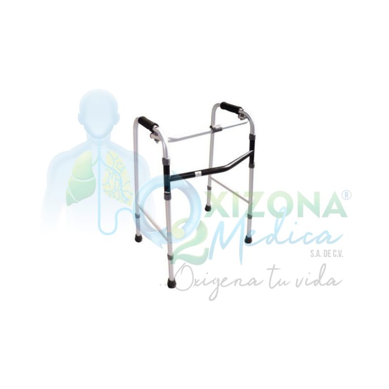 Andadera ReActiv industrial de aluminio 
Recíproca doble apoyo, plegable,gris