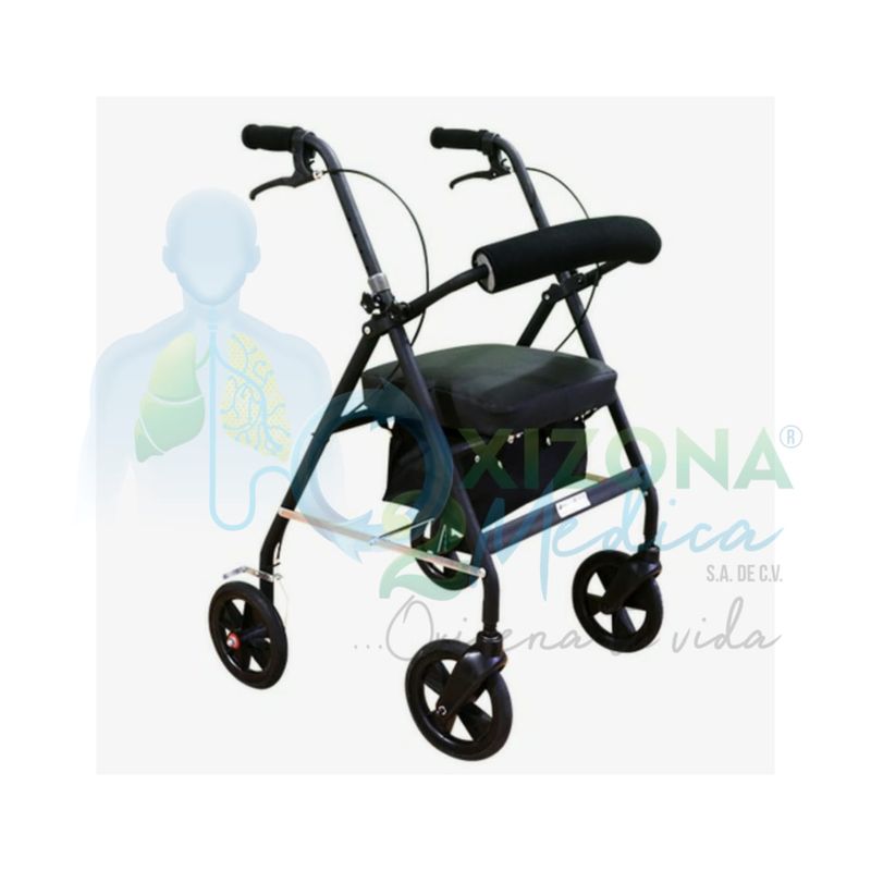 Andadera rollator cromada con negro reactiv