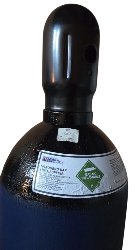 Tanque de Nitrógeno completo con Recarga alta pureza grado 5.0 Nitrogeno INFRA