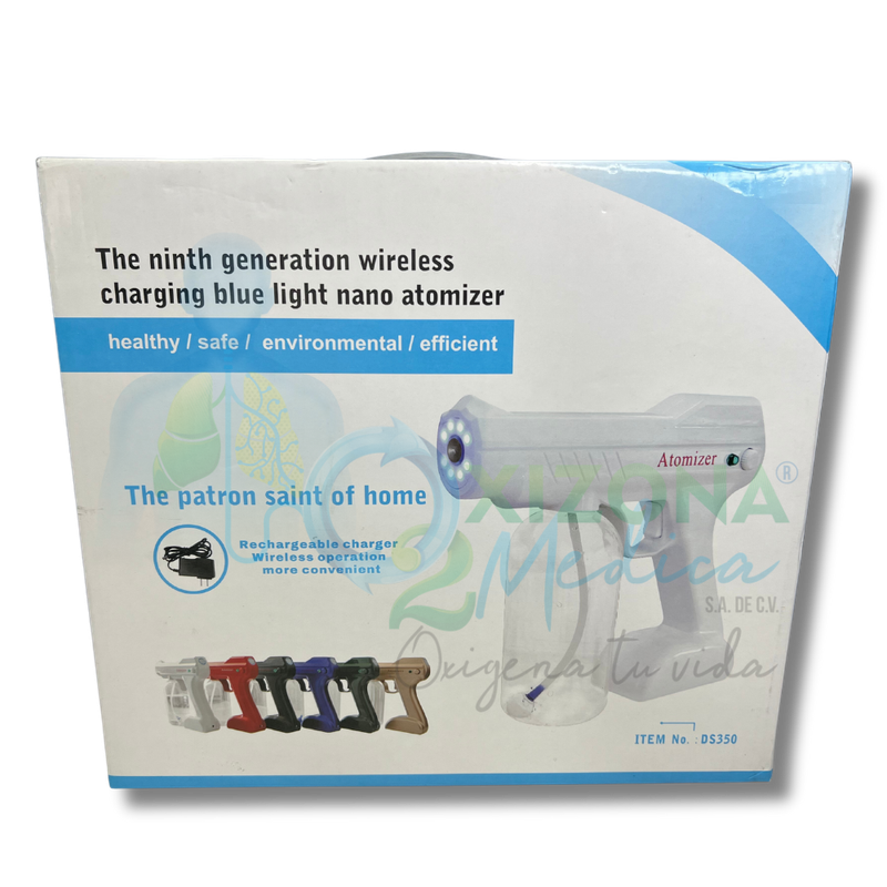 Pistola nanovaporizador portátil de luz azul recargable