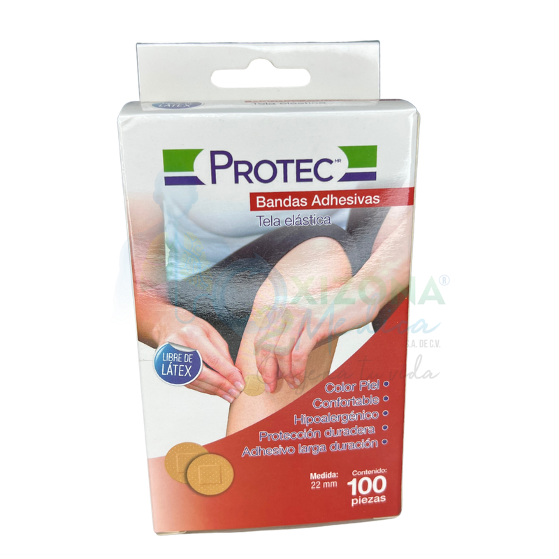 Bandas adhesivas redondas PROTEC libre de látex con 100 piezas