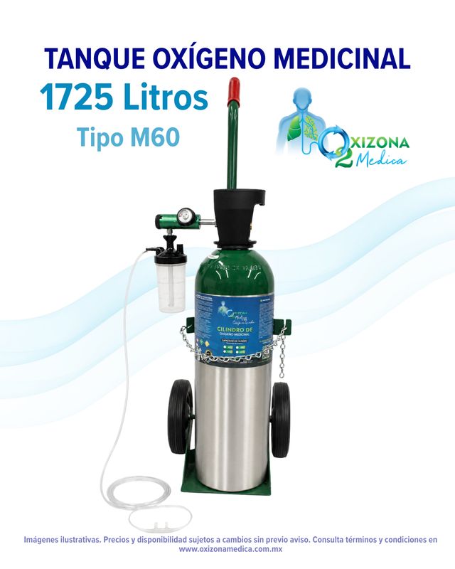 ​Tanque de OXIGENO Medicinal de 1725 litros con kit de Oxígeno de REGALO (M60)