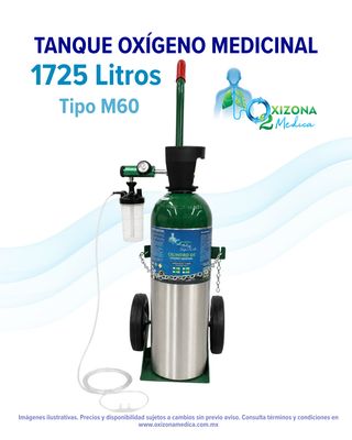​Tanque de OXIGENO Medicinal de 1725 litros con kit de Oxígeno de REGALO (M60)