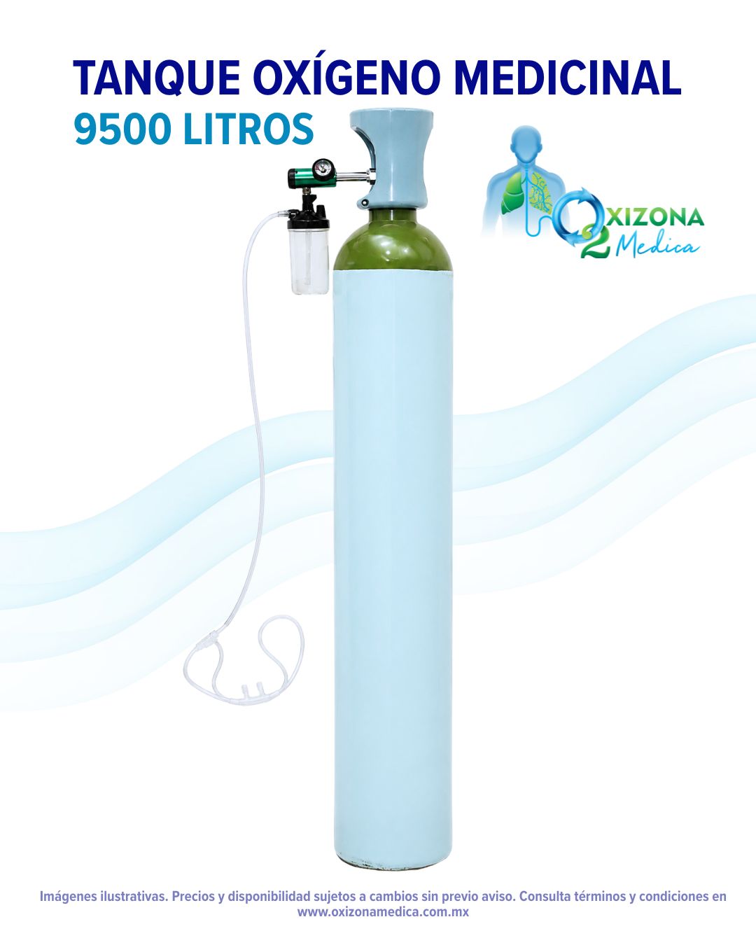 ​Tanque de Oxígeno Medicinal de 9500 litros INFRA con carga y con kit de Oxigeno de REGALO