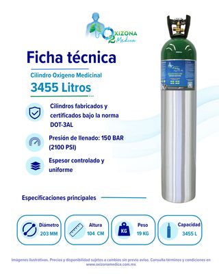 Tanque de OXIGENO Medicinal de 3500 litros con kit de Oxígeno de REGALO (M122)