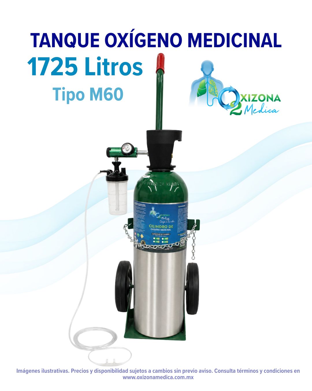 Pago Inicial Renta de oxigeno medicinal 1725 litros, para Traslado de 24 horas. (M60) Oxigeno Medicinal