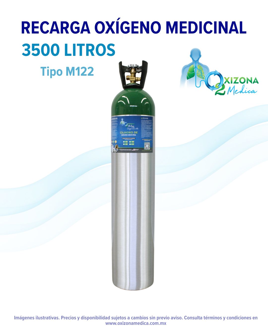 Recarga de oxigeno Medicinal 3500 litros (M122)