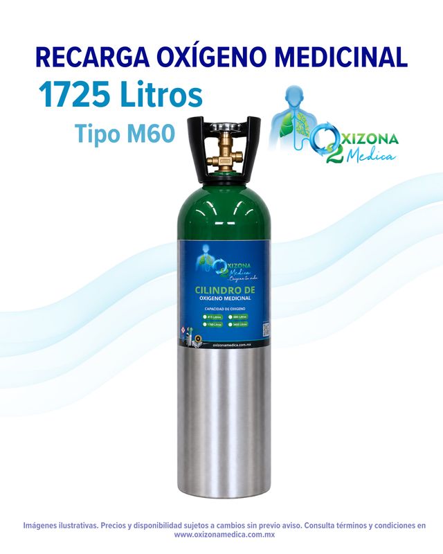 Recarga de oxigeno medicinal de 1725 litros (M60)