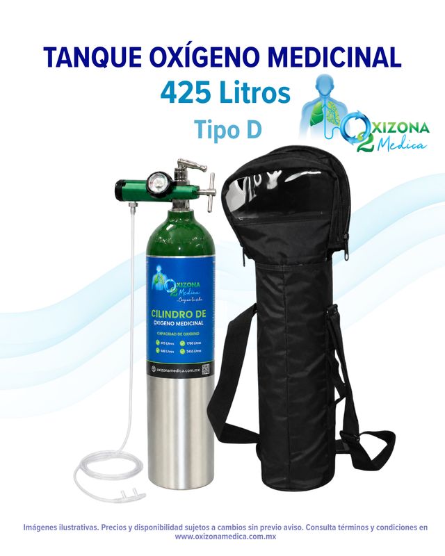 Tanque OXIGENO MEDICINAL 425 Litros con kit de Oxígeno (Tipo D)