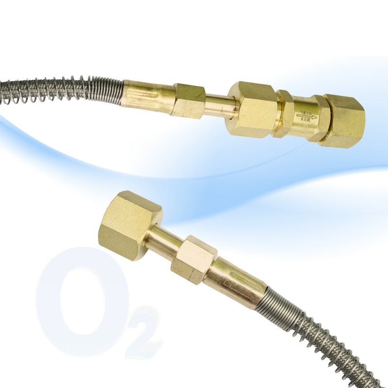 Manguera Pigtail Oxigeno Check CGA540 100 Cm para Tanque de Oxígeno, Manifold, trasvase