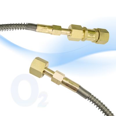 Manguera Pigtail Oxigeno Check CGA540 90 Cm para Tanque de Oxígeno, Manifold, trasvase