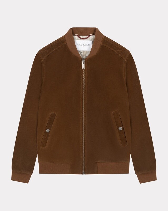 BLOUSON LEATHER TEDDY COLOR COGNAC