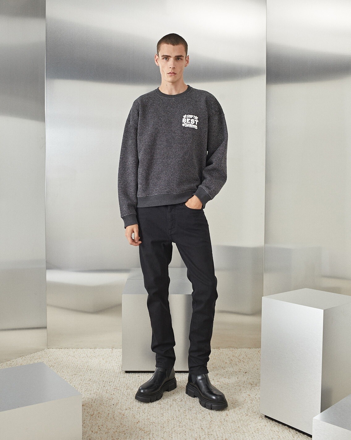 SWEATSHIRT BEST GREY