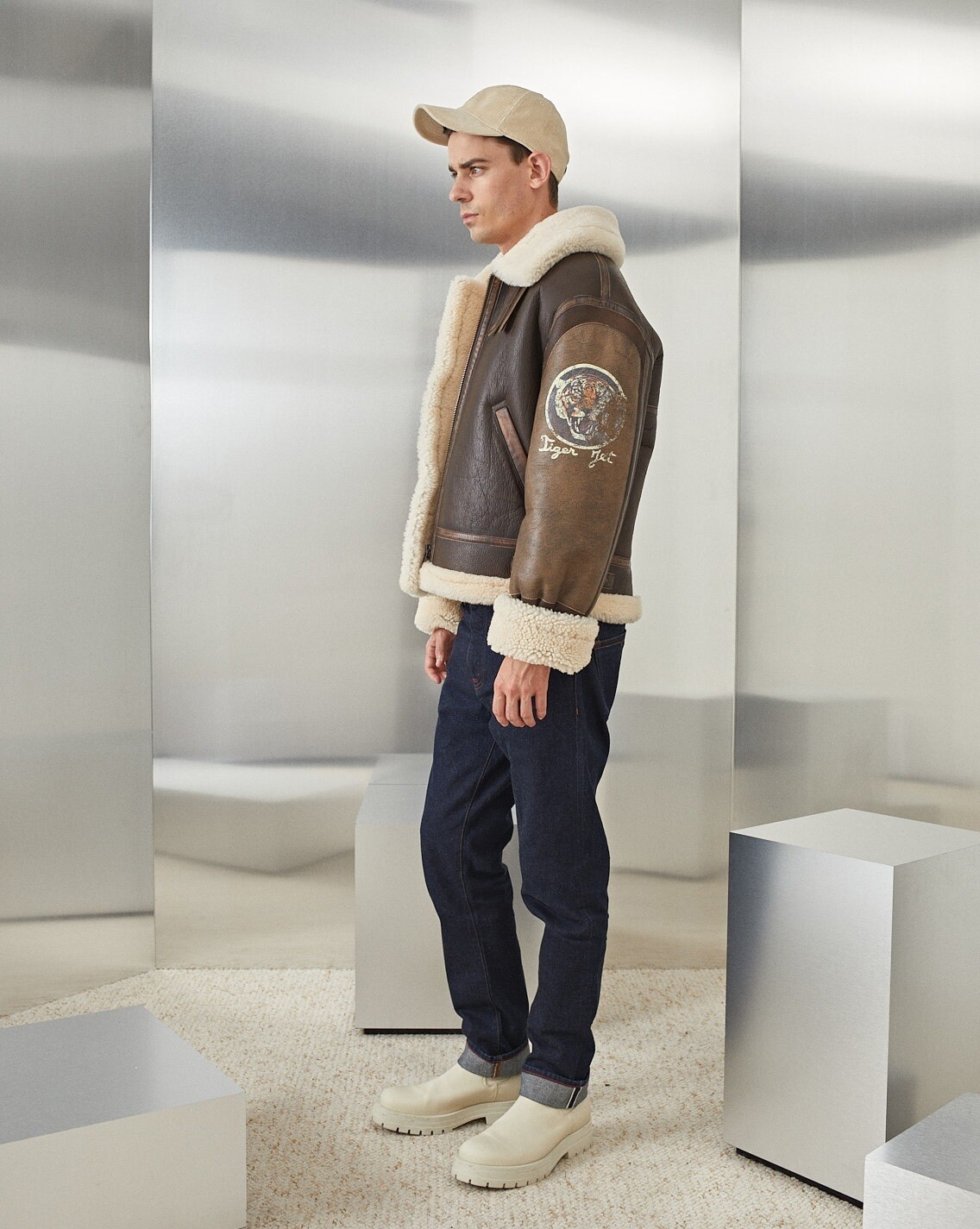 COCOA PILOT LEATHER BOMBER JACKET
