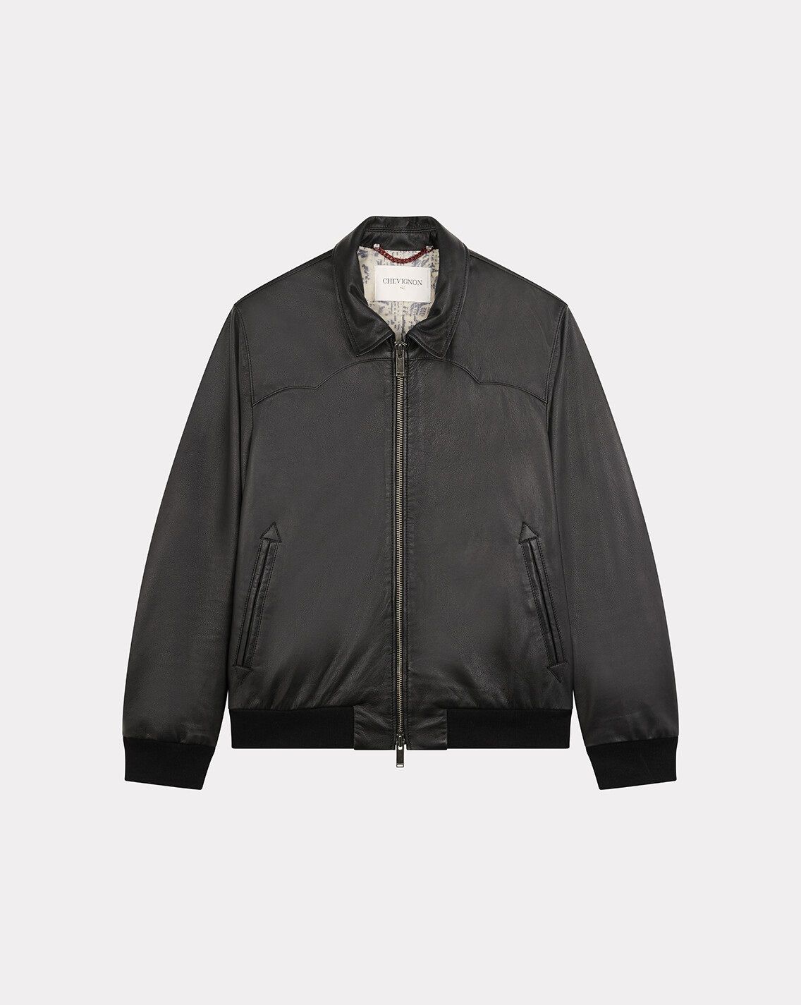 BLOUSON YOKE LEATHER NOIR