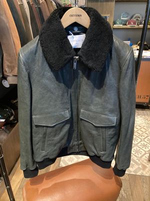 PILOT VINTAGE GREY BLACK LEATHER JACKET