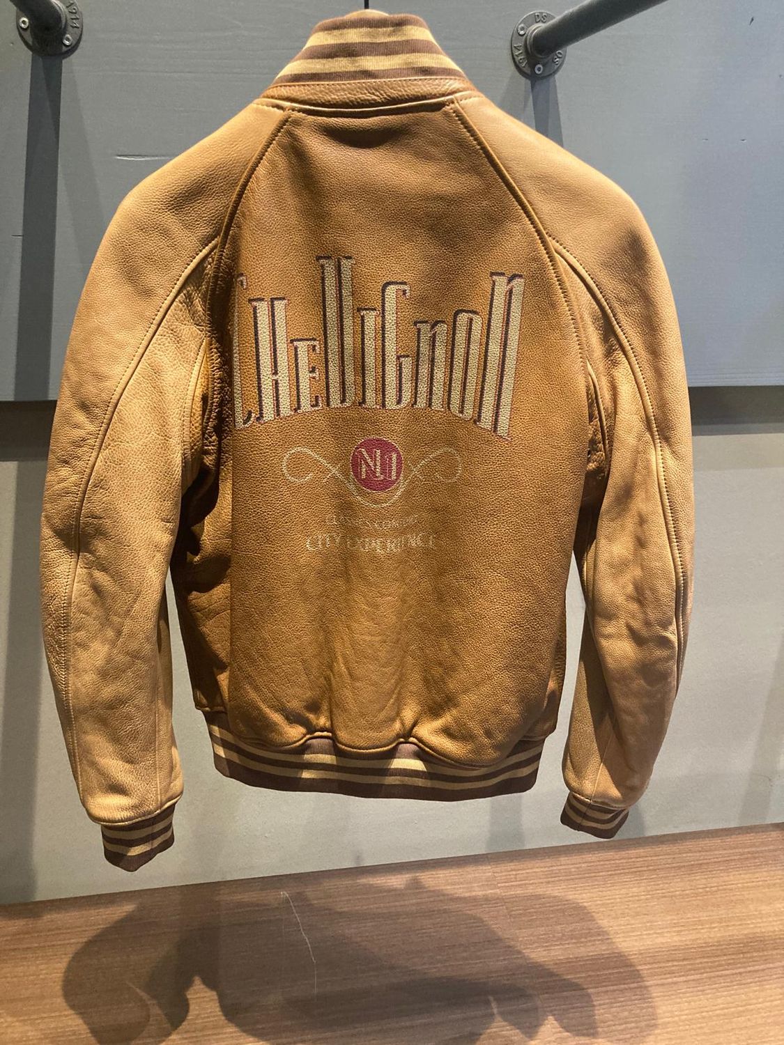 BLOUSON CITY VARSITY LEATHER COGNAC