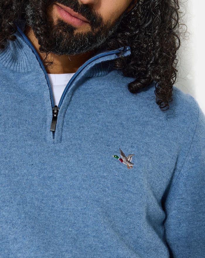 PULLOVER QUARTER ZIP WOOL LIGHT BLUE