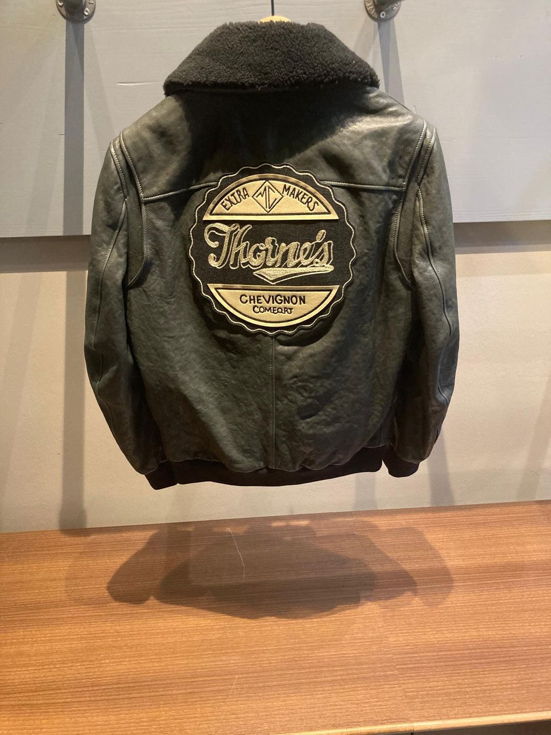 THORNES LEATHER GREY  VINTAGE FLIGHT JACKET