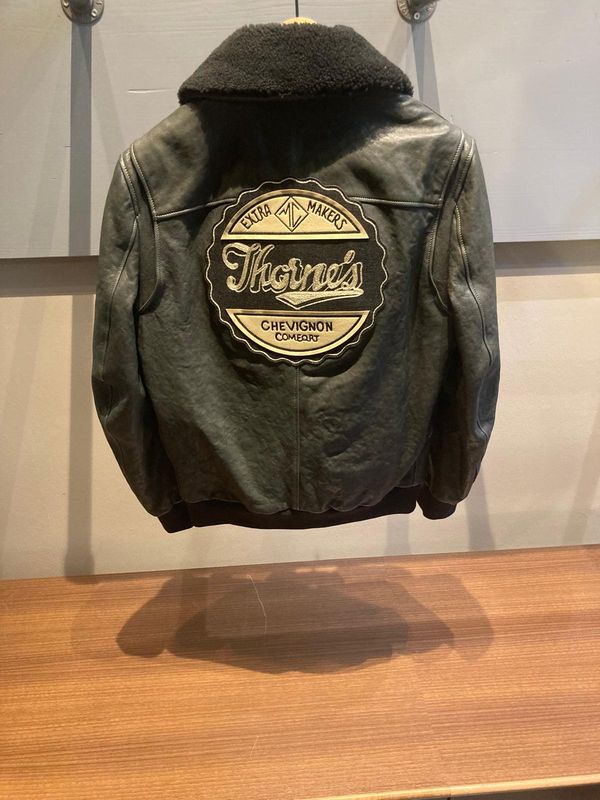 THORNES LEATHER GREY  VINTAGE FLIGHT JACKET