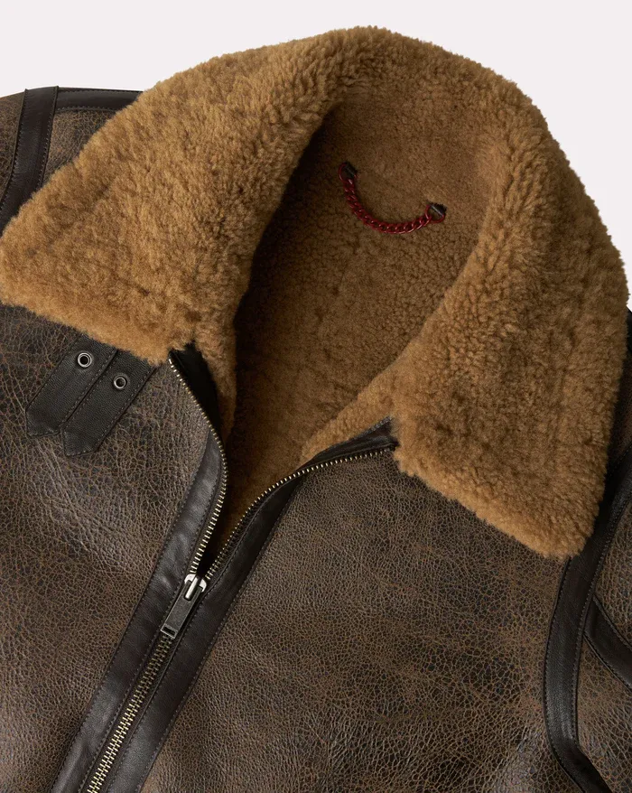 BRAND NEW PILOT LEATHER BOMBER JACKET CRACK MARRON