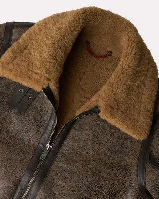 BRAND NEW PILOT LEATHER BOMBER JACKET CRACK MARRON