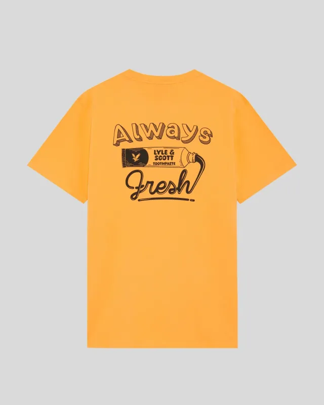 a BACK PRINT GRAPHIC T-SHIRT ORANGE LYLE &amp; SCOTT