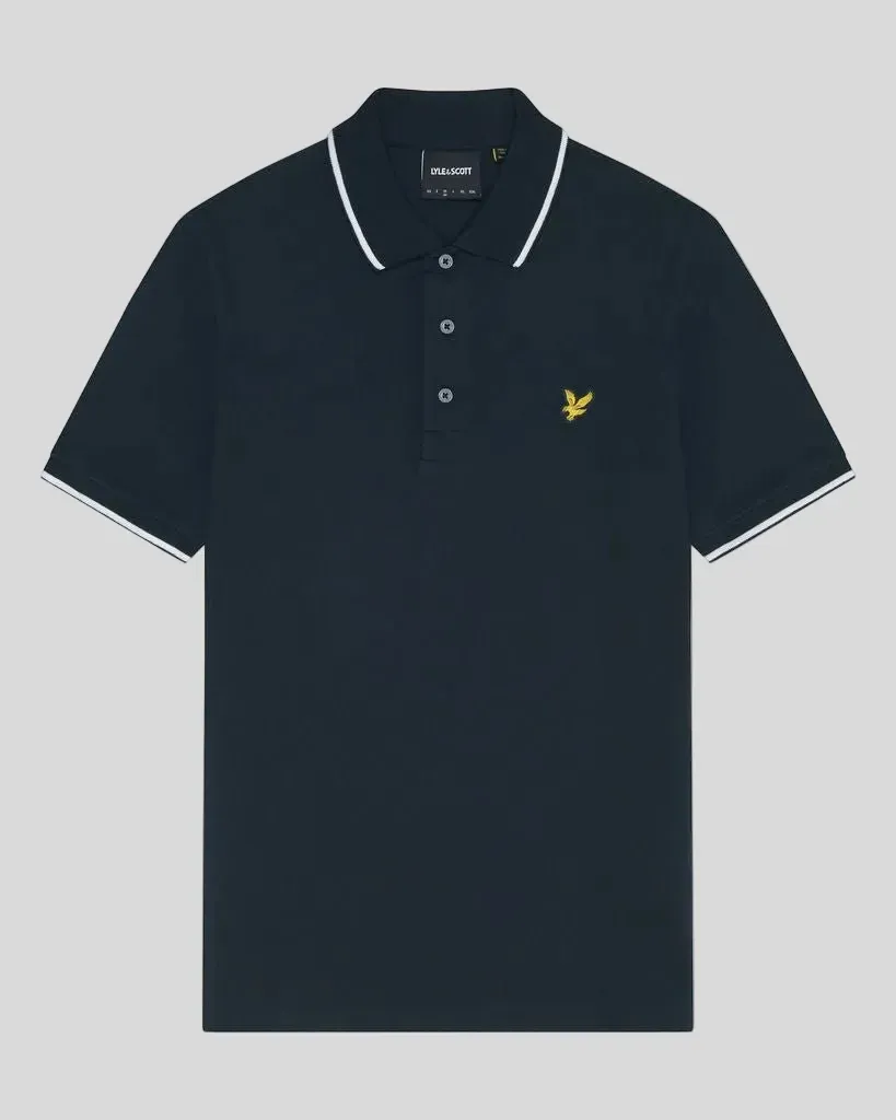 a DARK NAVY TIPPED POLO SHIRT LYLE &amp; SCOTT