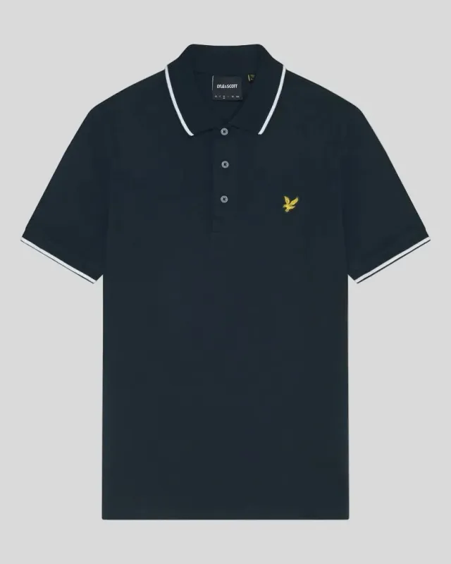 a DARK NAVY TIPPED POLO SHIRT LYLE &amp; SCOTT