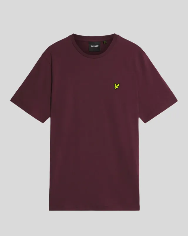 a BURGUNDY CLASSIC CREW NECK T SHIRT LYLE &amp; SCOTT