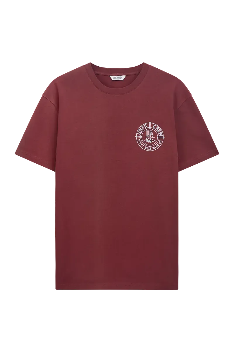 a DMWU BP T-SHIRT BURGUNDY / SKYBLUE UNFAIR ATHLETICS