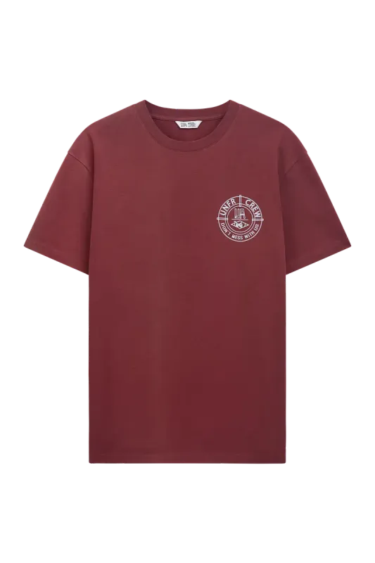 a DMWU BP T-SHIRT BURGUNDY / SKYBLUE UNFAIR ATHLETICS