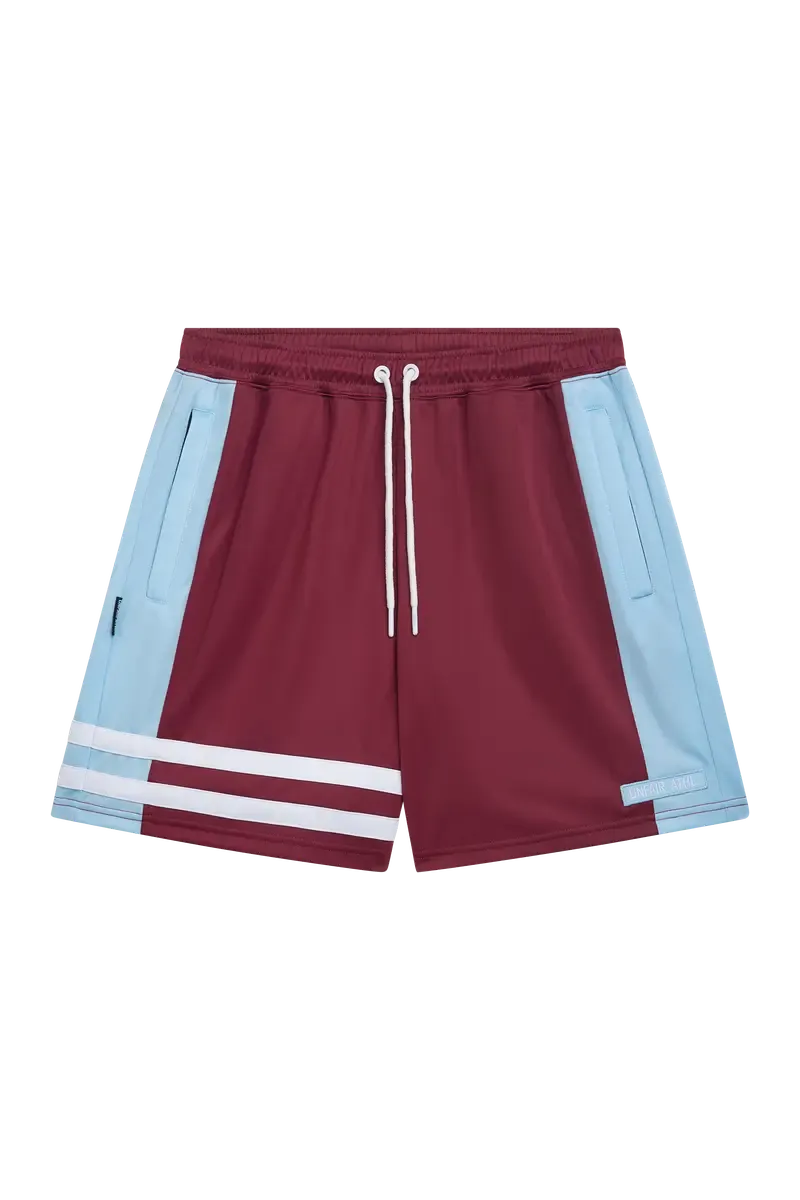 DMWU ATHLETIC SHORTS BURGUNDY/SKY BLUE UNFAIR ATHLETICS