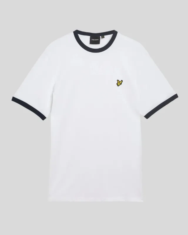 a RINGER CREW NECK T-SHIRT WHITE LYLE &amp; SCOTT