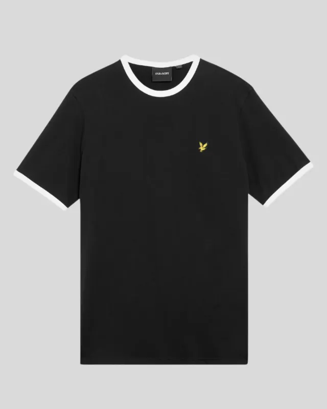 a RINGER CREW NECK T-SHIRT BLACK LYLE &amp; SCOTT
