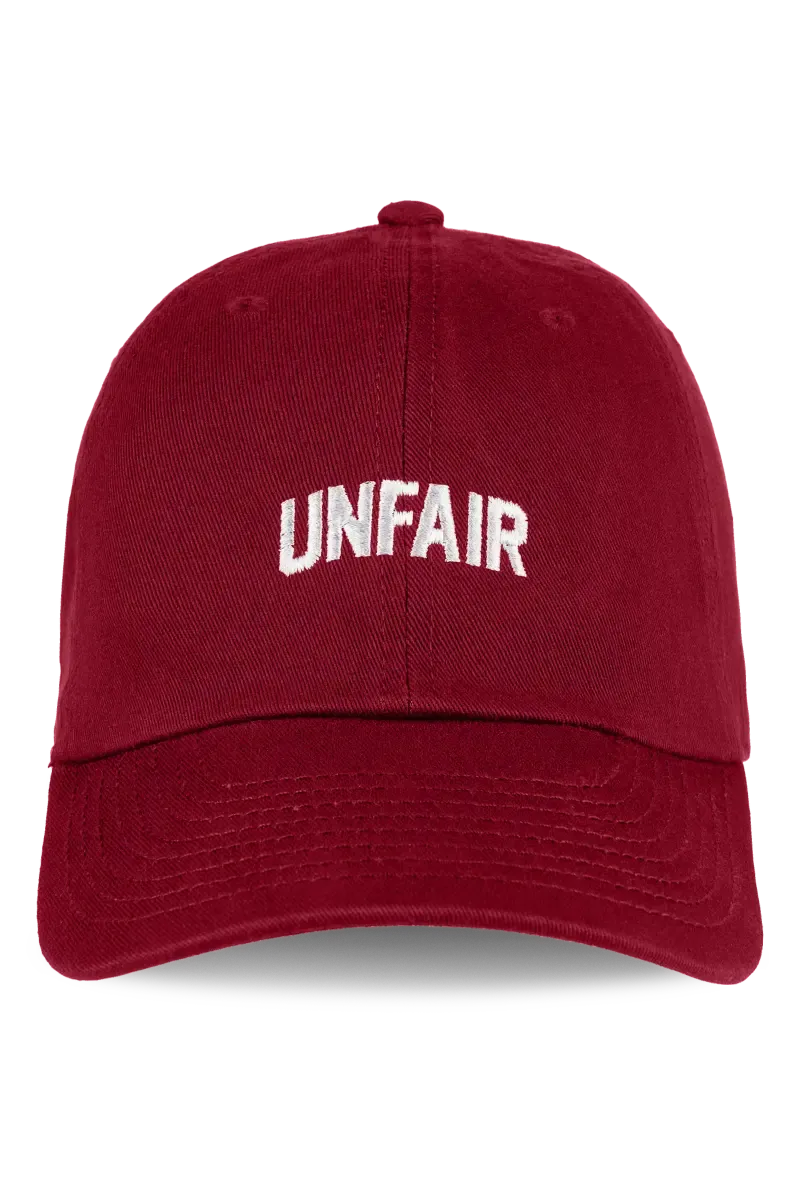 a BURGUNDY BASEBALLCAP UNFAIR ATHLETICS