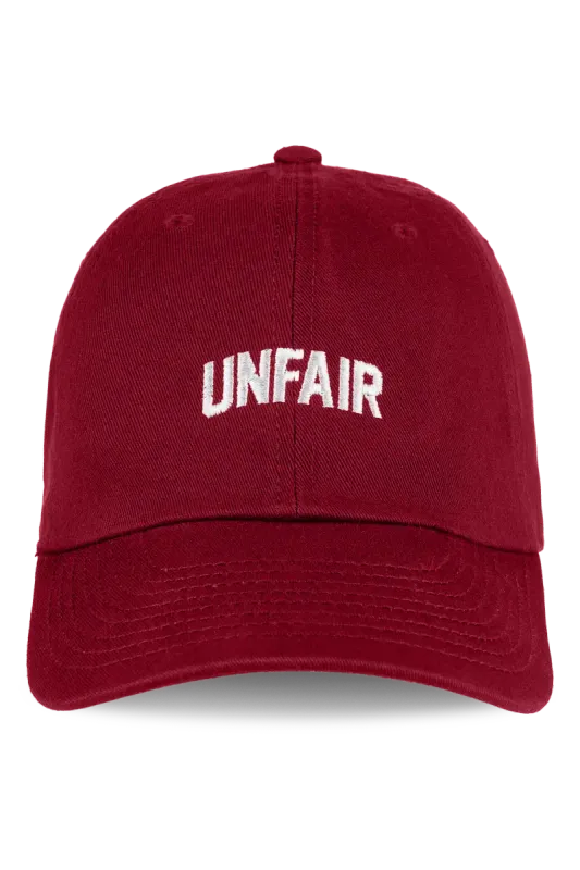 a BURGUNDY BASEBALLCAP UNFAIR ATHLETICS