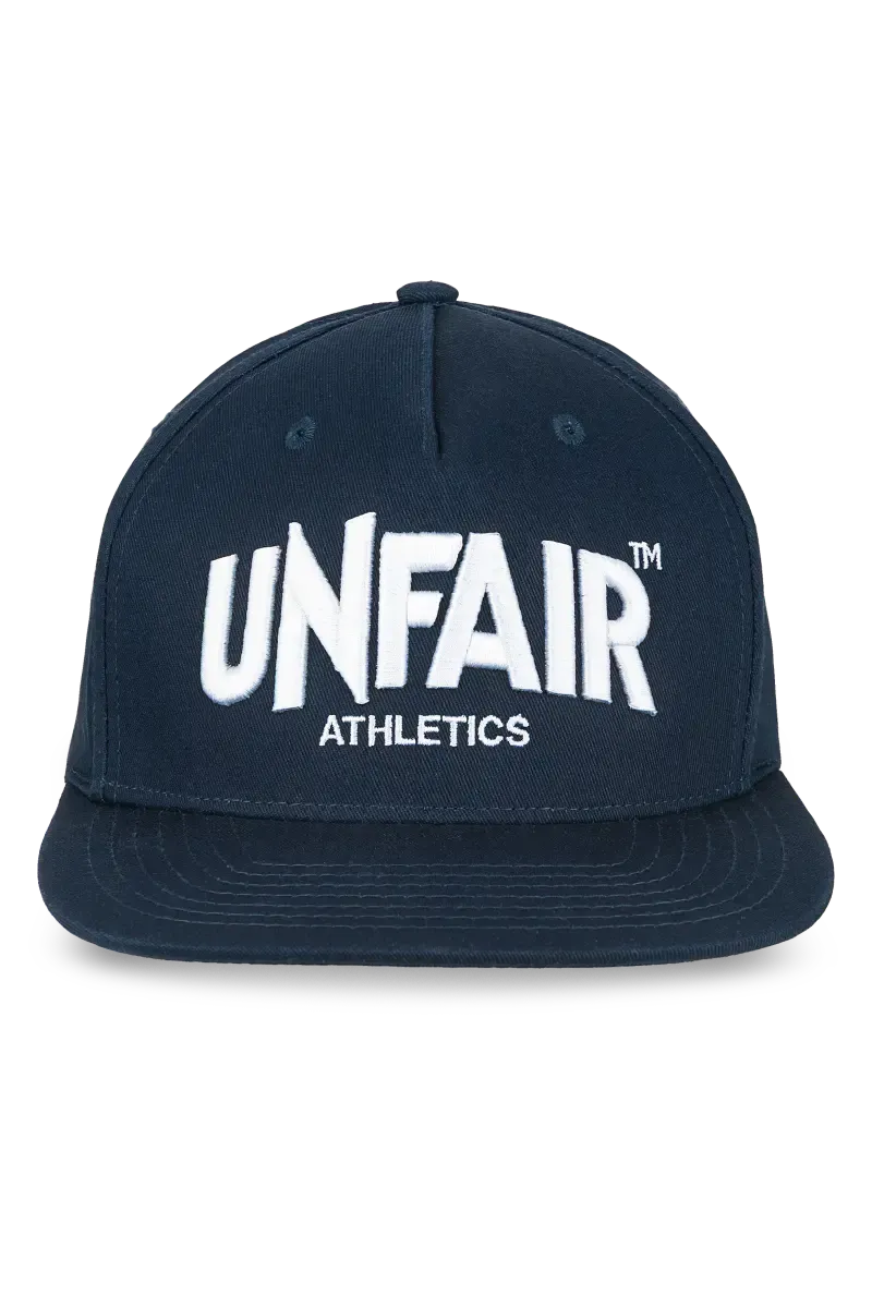 a NAVY CLASSIC LABEL SNAPBACK BASEBALLCAP UNFAIR ATHLETICS