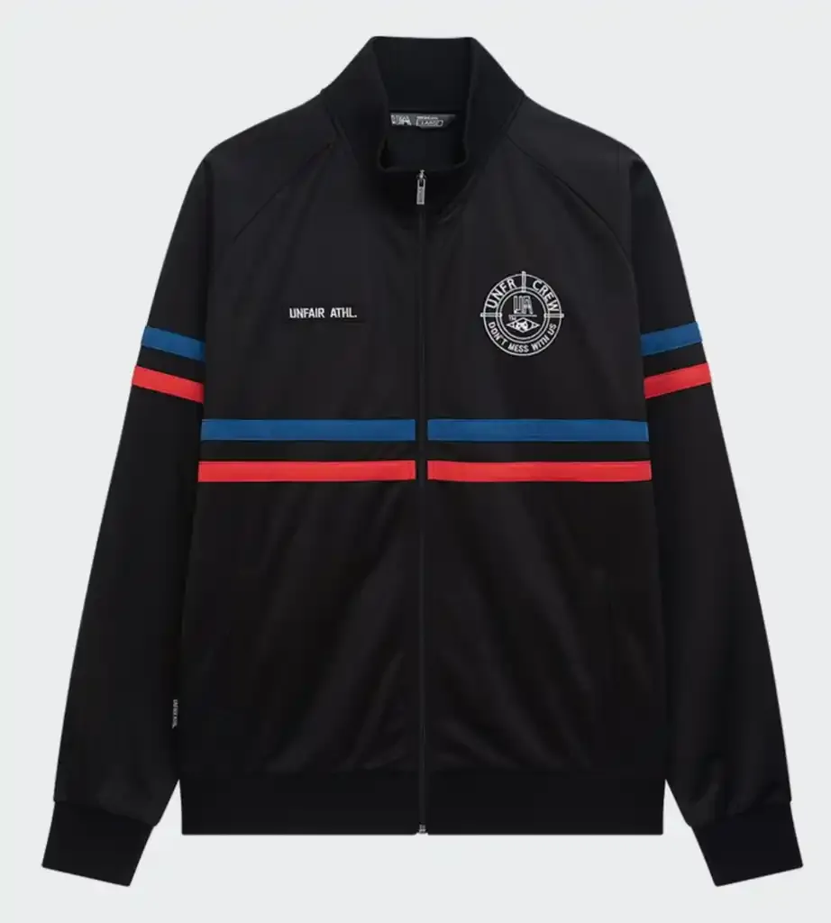 a DMWU TRACKTOP BLACK TRICOLORE UNFAIR ATHLETICS