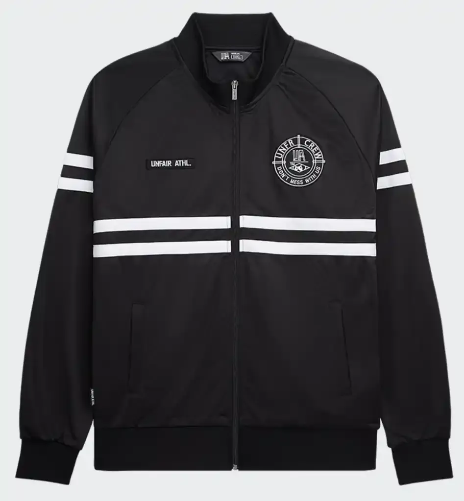 a DMWU TRACKTOP BLACK UNFAIR ATHLETICS