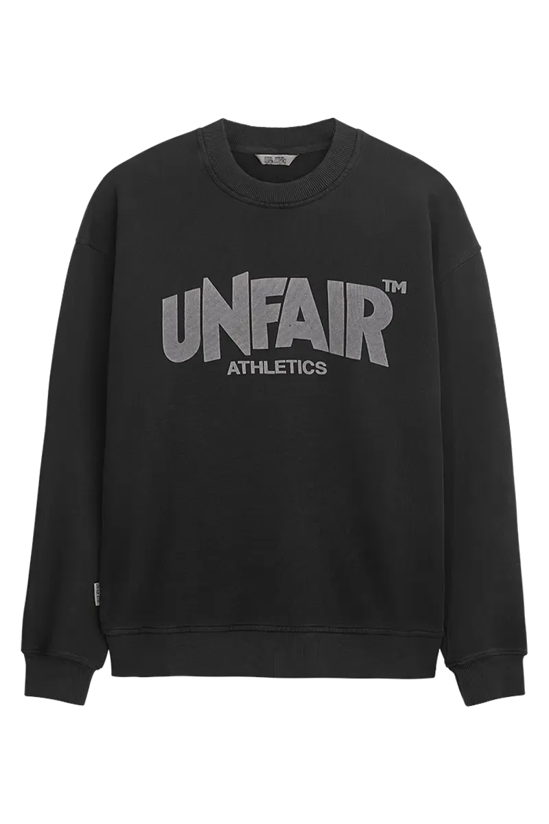 A CLASSIC LABEL CREWNECK SWEATSHIRT BLACK WASHED UNFAIR ATHLETICS