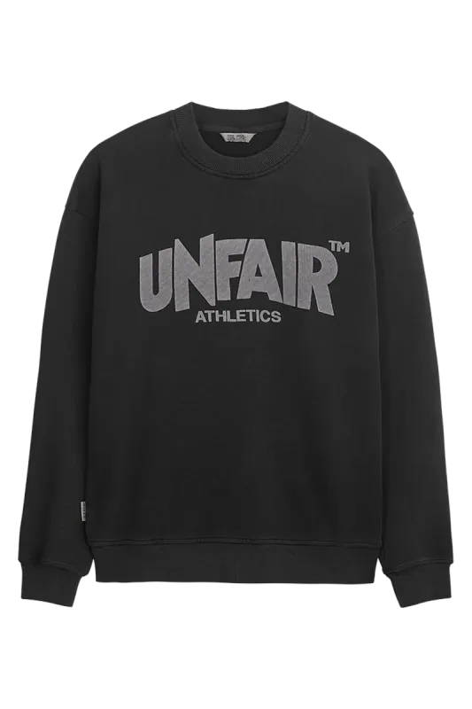 A CLASSIC LABEL CREWNECK SWEATSHIRT BLACK WASHED UNFAIR ATHLETICS