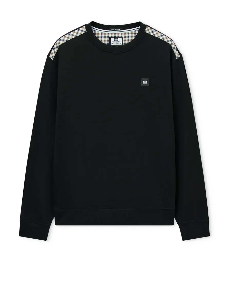 BEIDA Crew Neck Sweatshirt Black Mid House Check Weekend Offender