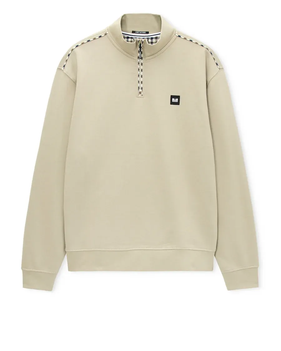 MATISA Quarterzip Sweatshirt Beige Mid House Check Weekend Offender